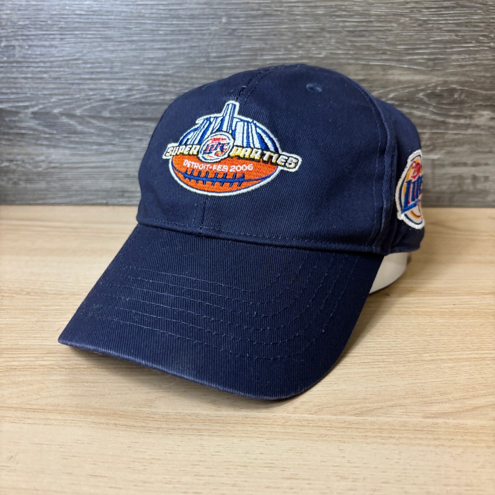 Miller Lite Hat Cap Strap Back Blue Football Super Parties‎